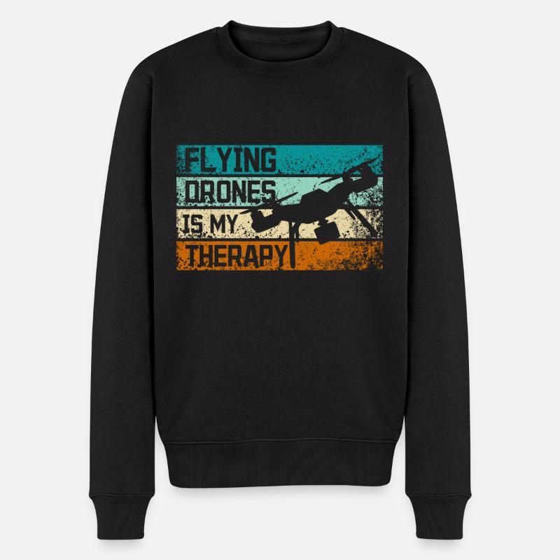 Flying drones is my therapy - Men's Premium Organic Jumper - black