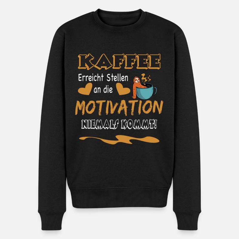 Lustiger Faultier Kaffee Spruch für die Arbeit - Männer Premium Bio Pullover - Schwarz