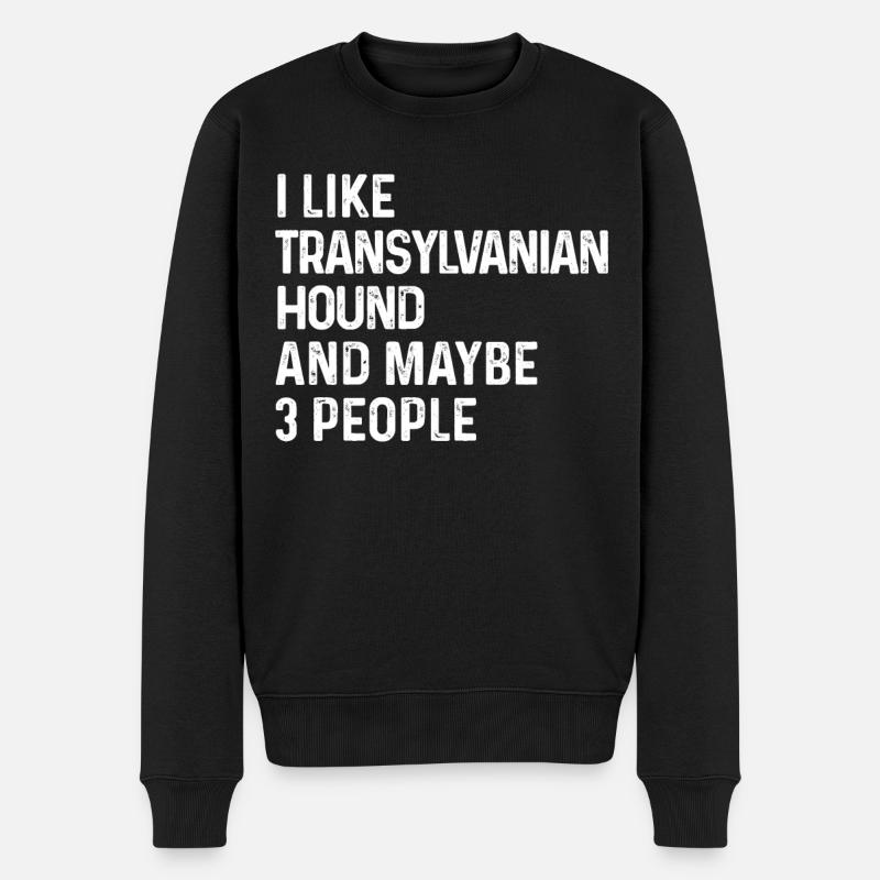 Ich mag Siebenbürgischer Hund und vielleicht 3 Personen Hund - Männer Premium Bio Pullover - Schwarz