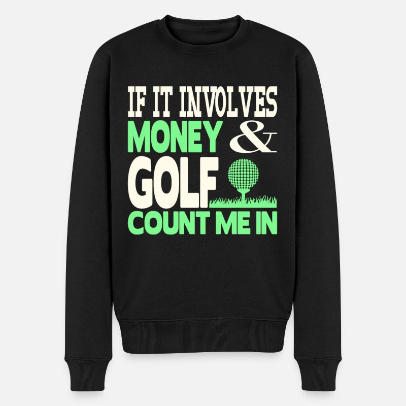 Geld und Golf - Männer Premium Bio Pullover - Schwarz