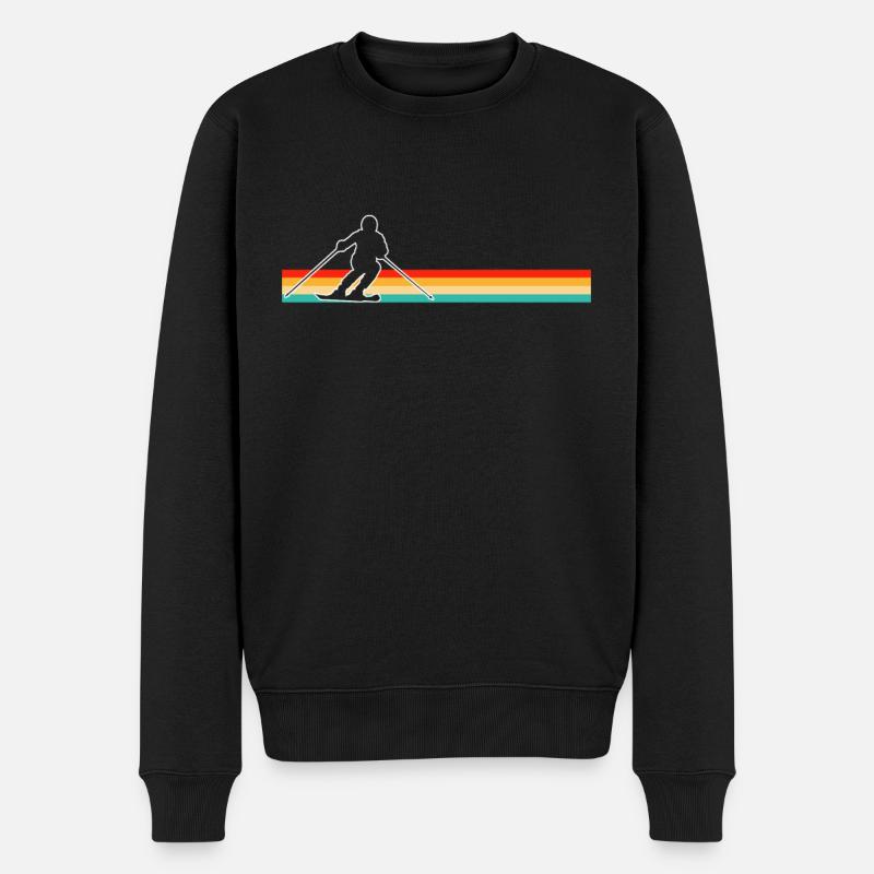 Ski Retro - Männer Premium Bio Pullover - Schwarz