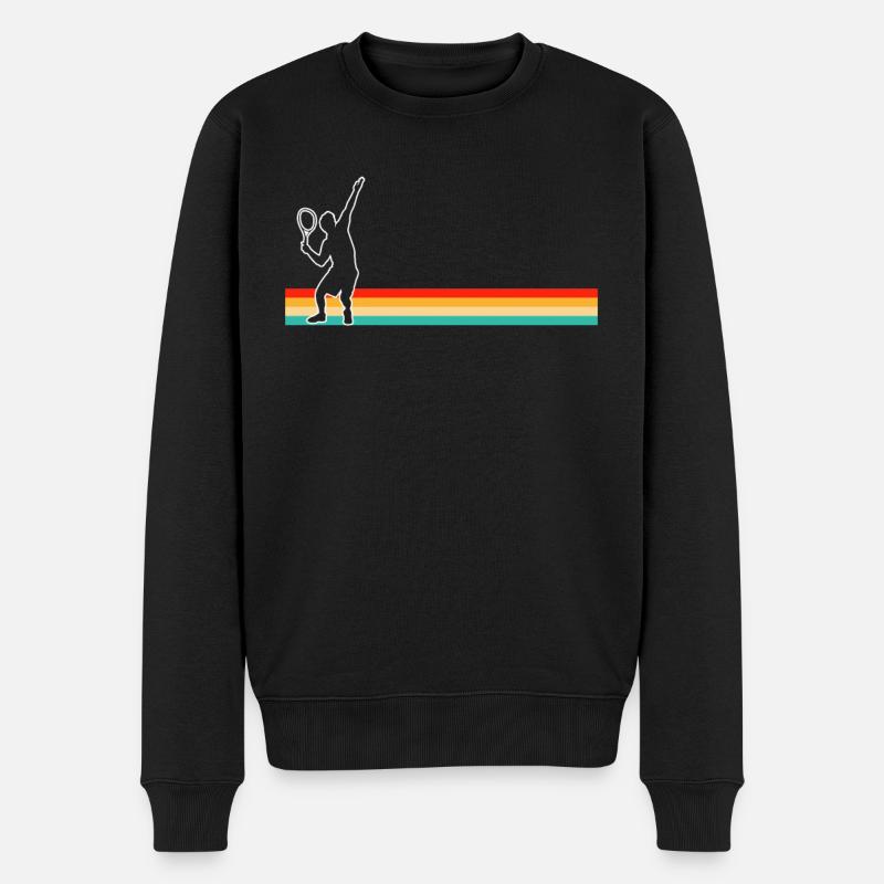 Tennis Retro - Männer Premium Bio Pullover - Schwarz