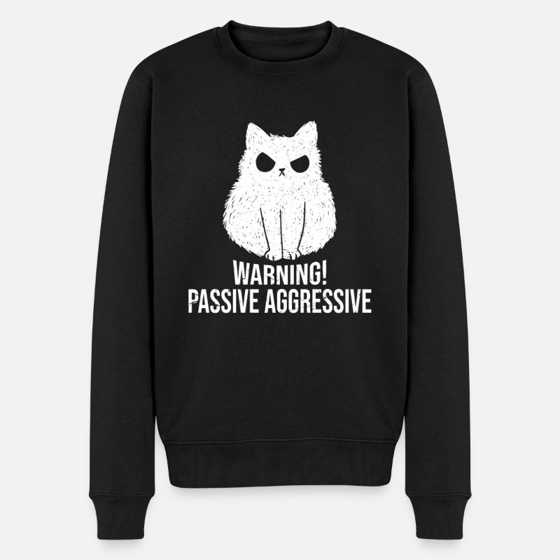 Cat Warning Passive Aggressive - Men's Premium Organic Jumper - black