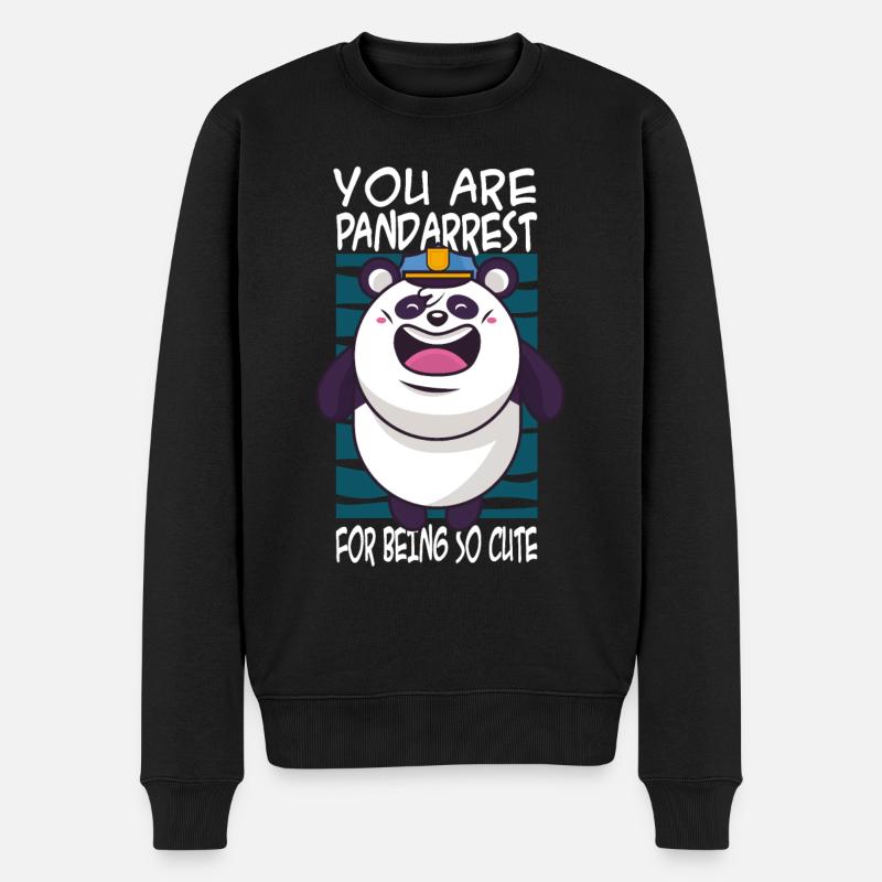 Panda Spruch niedlich - Männer Premium Bio Pullover - Schwarz