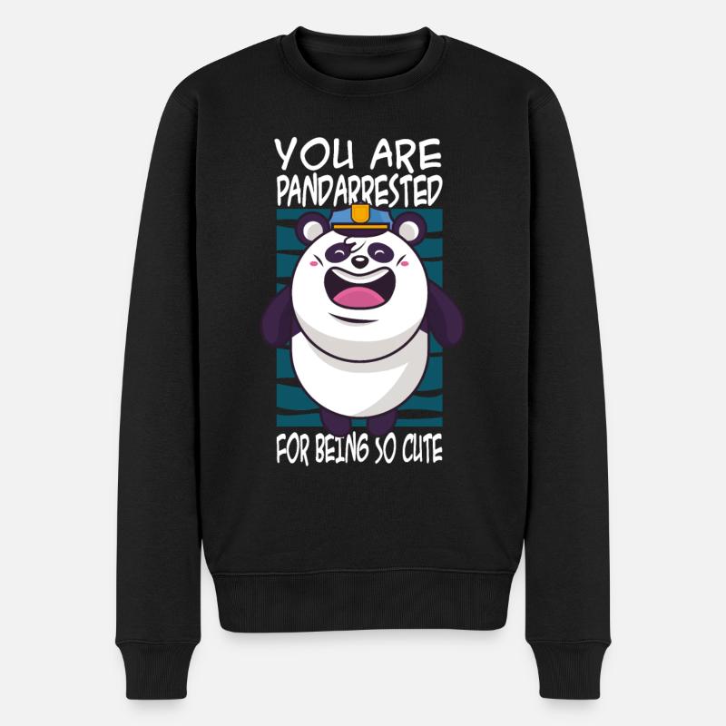 Panda Spruch niedlich - Männer Premium Bio Pullover - Schwarz