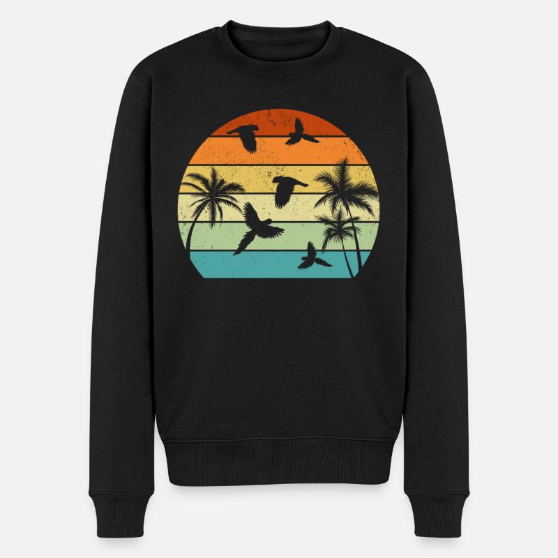 Nymphensittich Vogel Retro Papageien - Männer Premium Bio Pullover - Schwarz