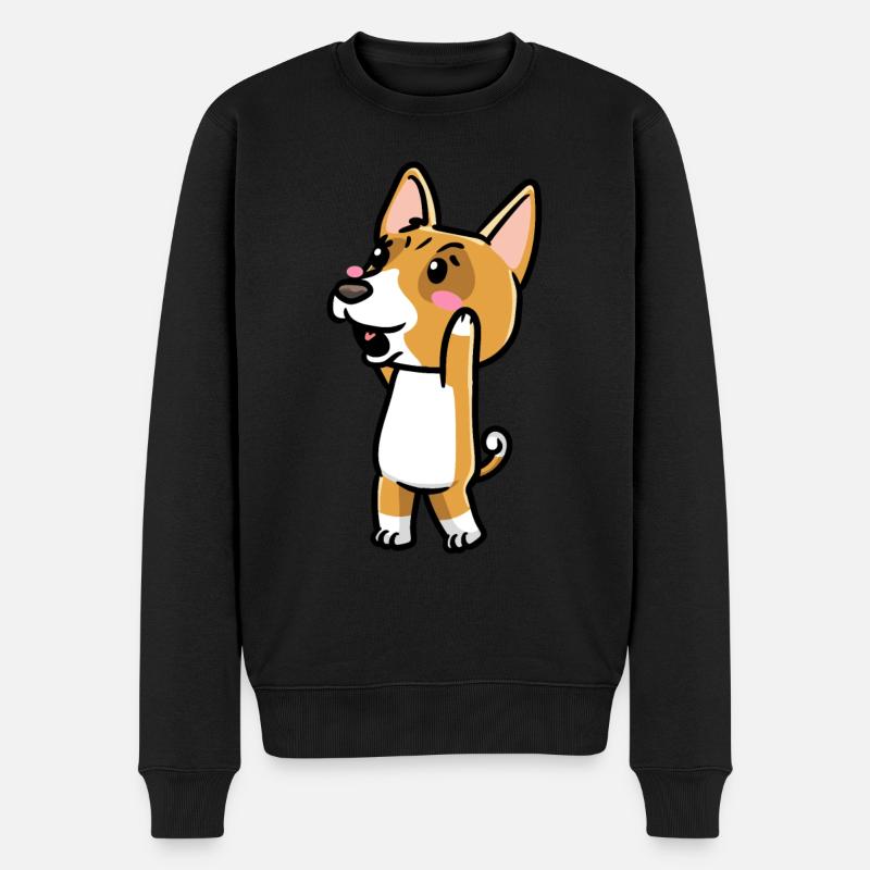 Émoticône de chien Basenji - Pull Premium bio Homme - noir