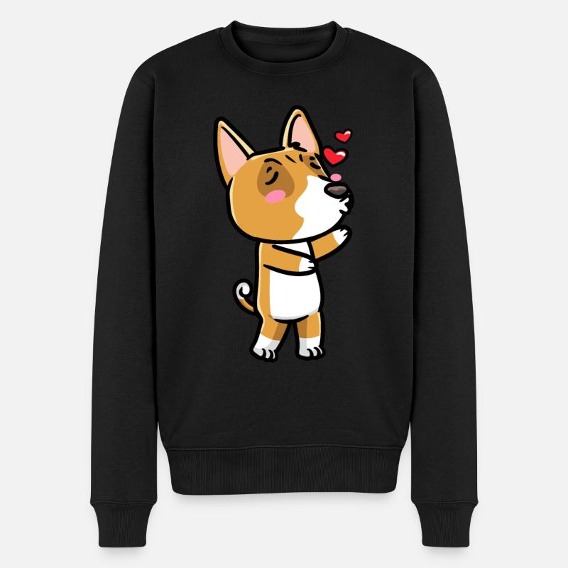 Émoticône de chien Basenji - Pull Premium bio Homme - noir