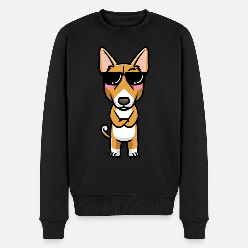 Basenji Hund Emoticon - Männer Premium Bio Pullover - Schwarz