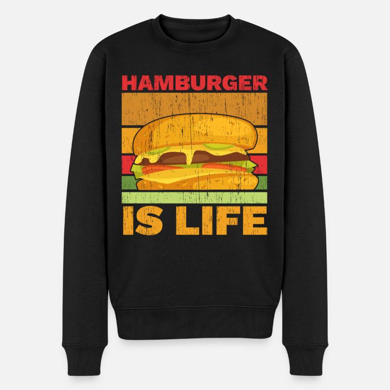 Hamburger ist Leben Burger-Esser Lebensmittel-Lieb - Pull Premium bio Homme - noir