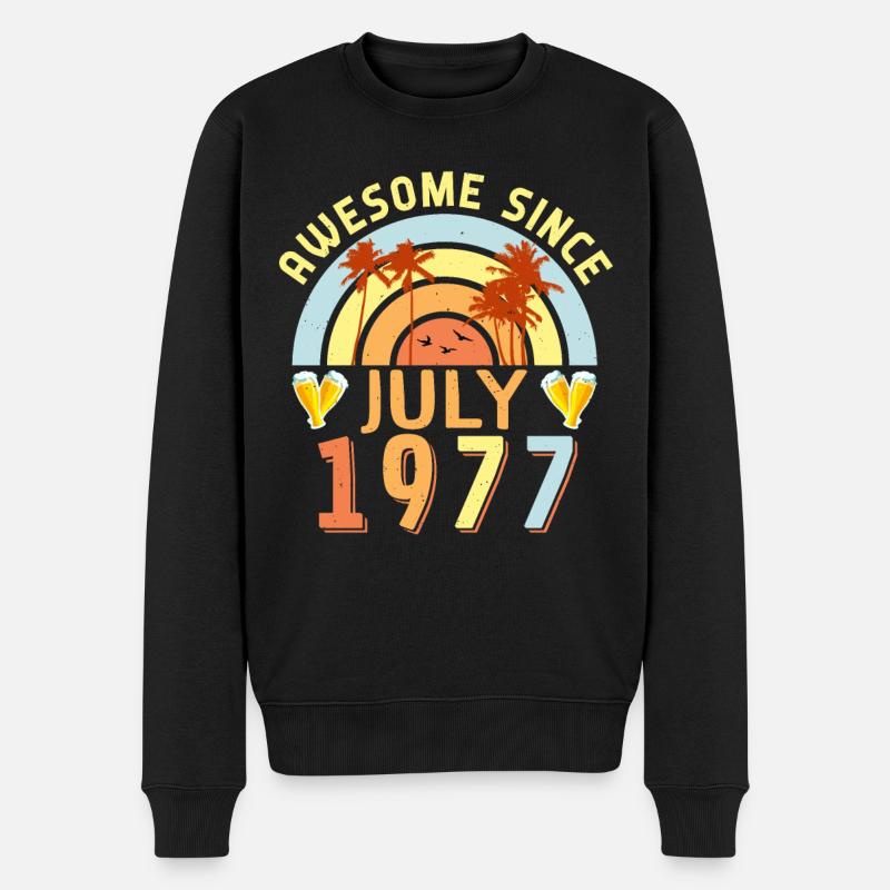 1977 Im Juli Vintage - Männer Premium Bio Pullover - Schwarz