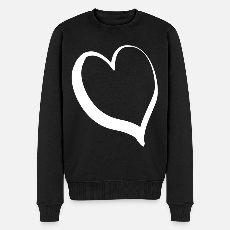 Cooles Weisses Herz - Männer Premium Bio Pullover - Schwarz