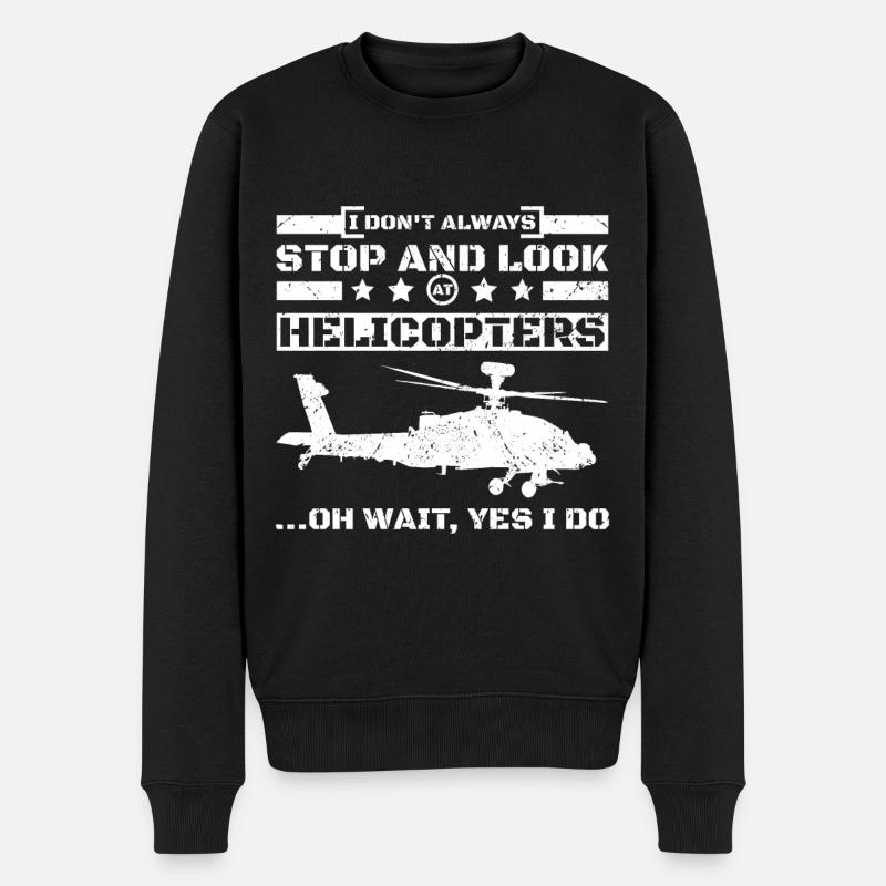 Arrêtez-vous et regardez les hélicoptères - Pull Premium bio Homme - noir