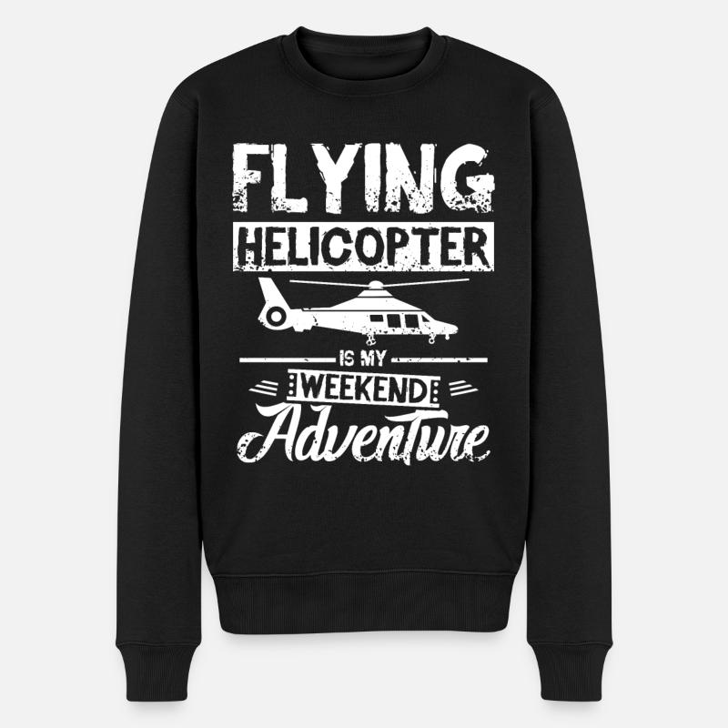 Flying helicopter is my weekend adventure - Männer Premium Bio Pullover - Schwarz