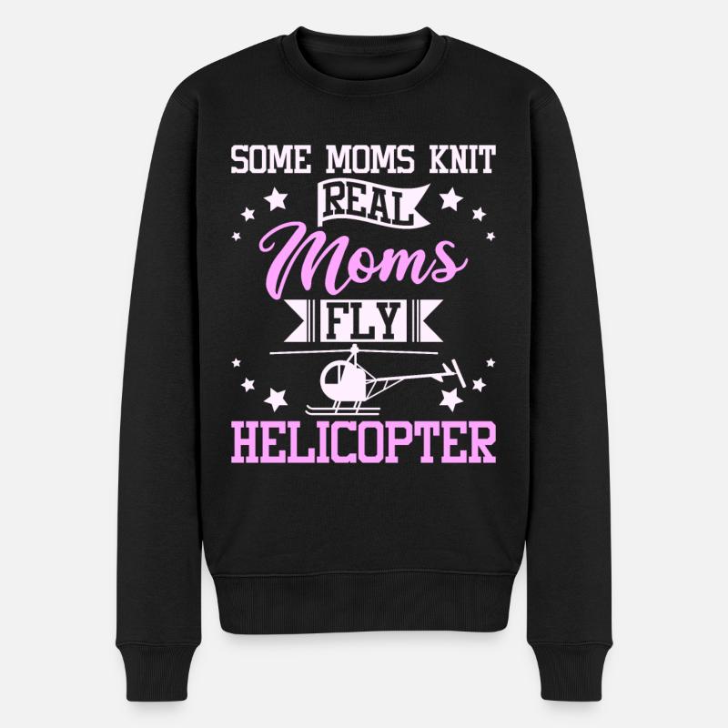 Moms fly helicopter - Männer Premium Bio Pullover - Schwarz