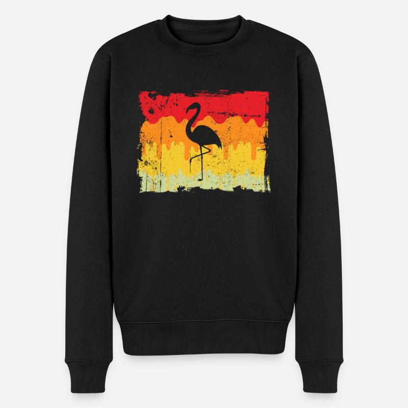 Flamingo Retro - Männer Premium Bio Pullover - Schwarz