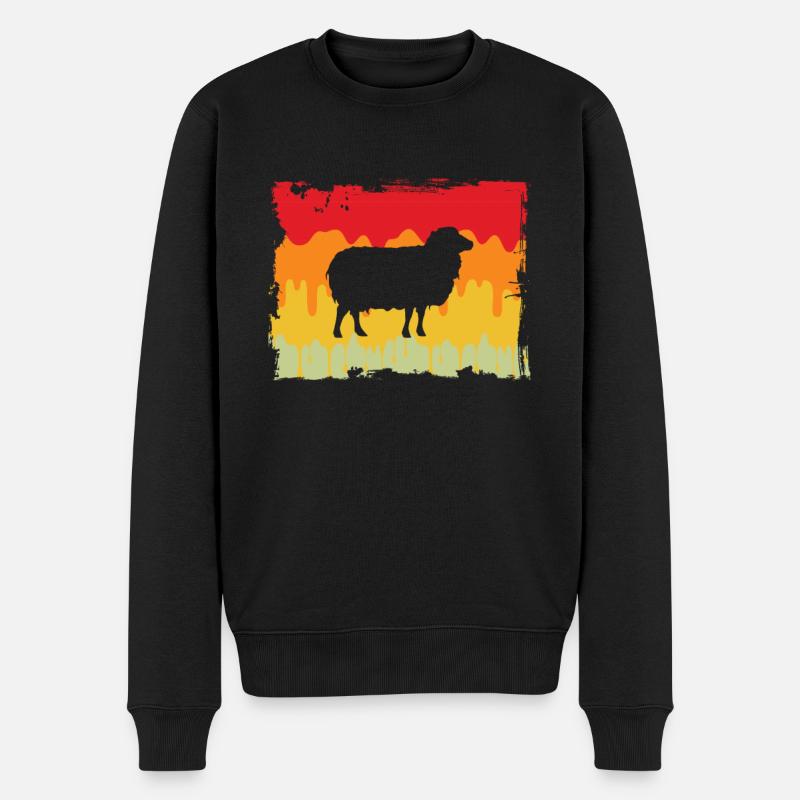 Schaf Retro - Männer Premium Bio Pullover - Schwarz