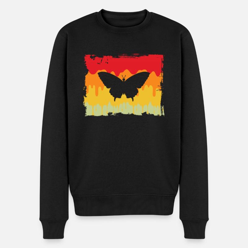 Schmetterling Retro - Männer Premium Bio Pullover - Schwarz