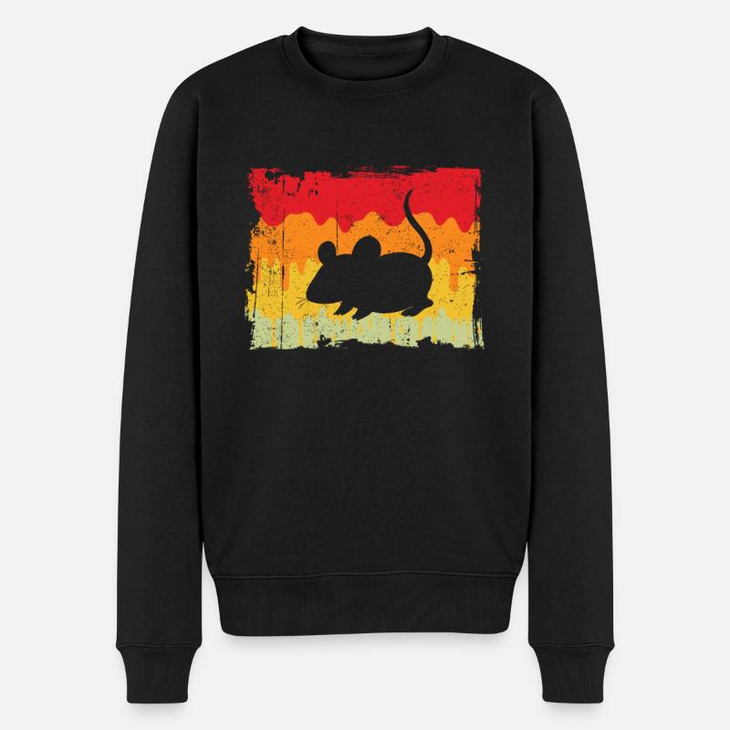 Maus Retro - Männer Premium Bio Pullover - Schwarz