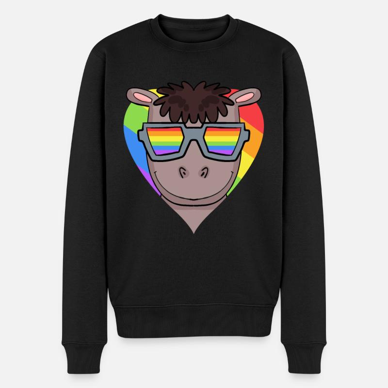 LGBT Tier Pferd Regenbogen - Männer Premium Bio Pullover - Schwarz