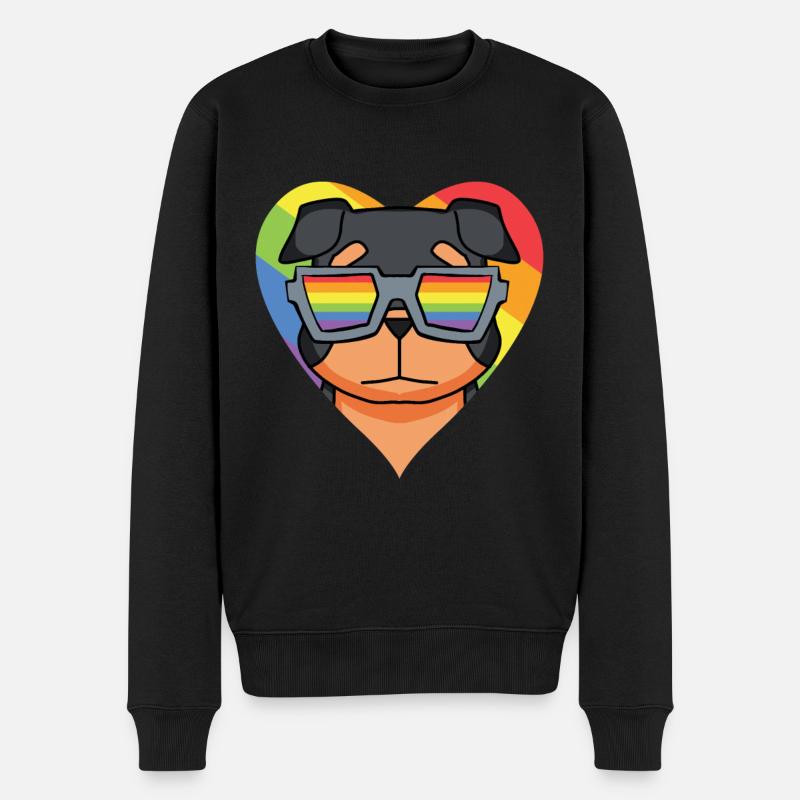 LGBT Hund Rottweiler Regenbogen - Männer Premium Bio Pullover - Schwarz