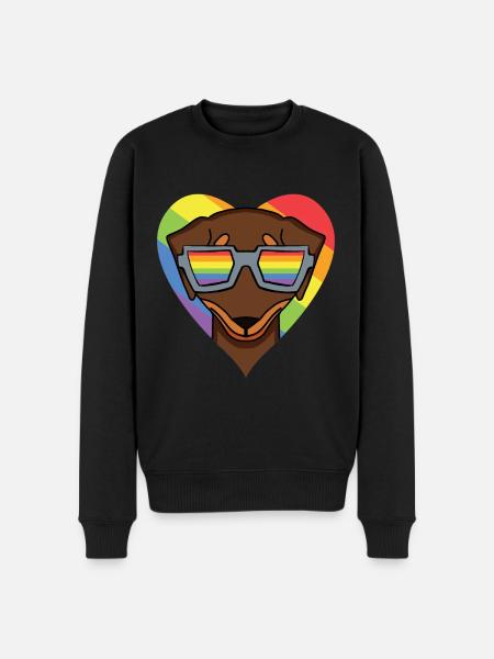 LGBT Dog Dachshund Rainbow - Men's Premium Organic Jumper - black