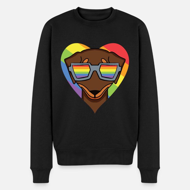 LGBT Hund Dackel Regenbogen - Männer Premium Bio Pullover - Schwarz