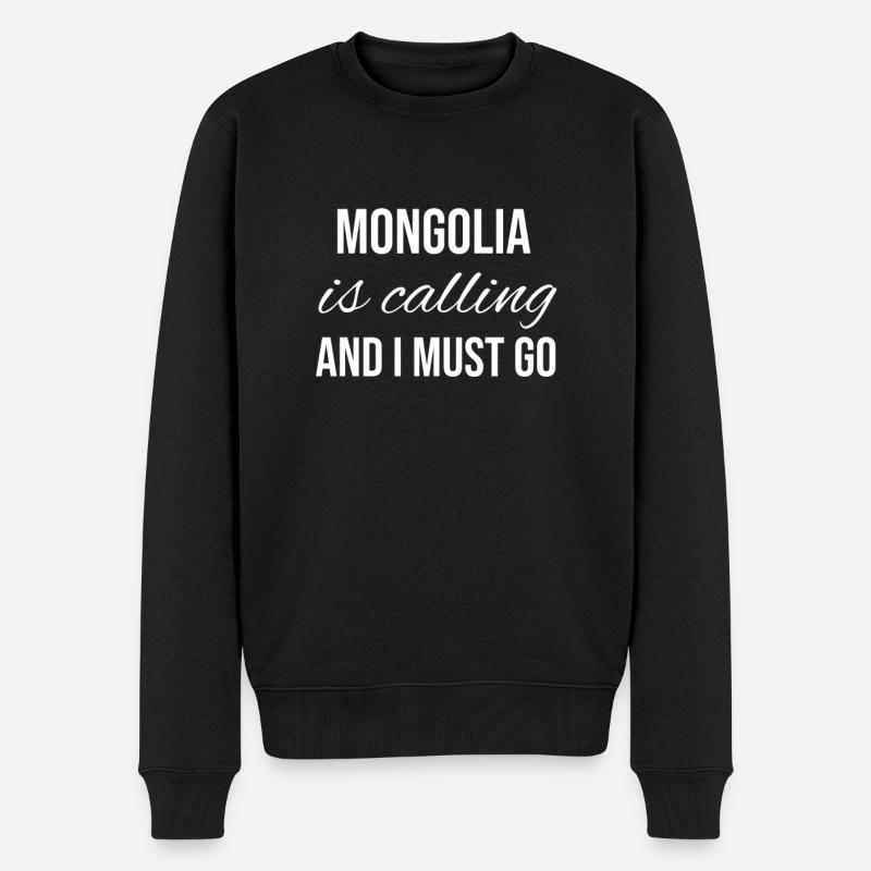 Mongolia - Männer Premium Bio Pullover - Schwarz