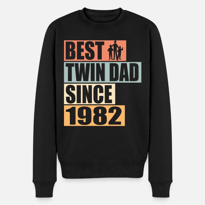 Zwillinge Vater Zwillingsvater seit 1982 - Männer Premium Bio Pullover - Schwarz