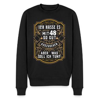 48. Geburtstag Party Alter Dezember Baujahr - Männer Premium Bio Pullover - Schwarz - Vorne - Nico (187cm)