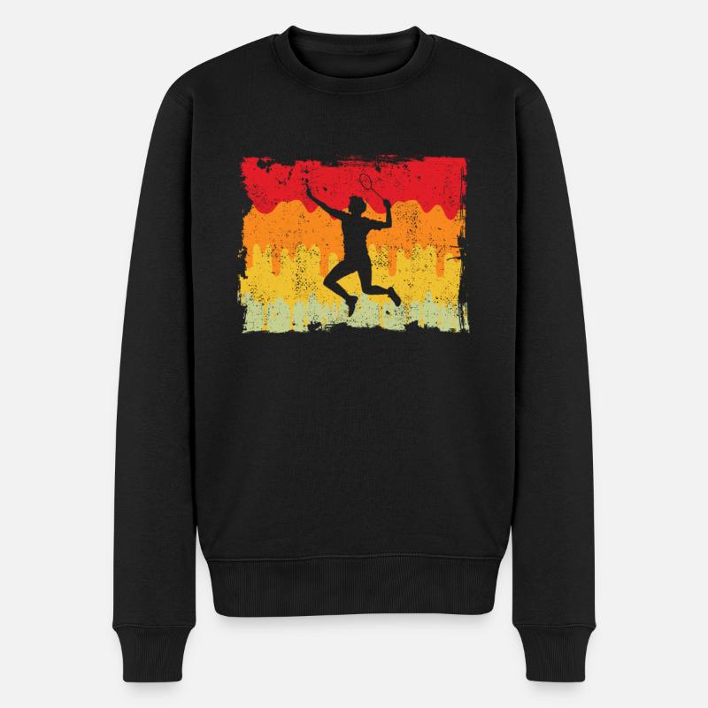 Badminton Retro - Männer Premium Bio Pullover - Schwarz