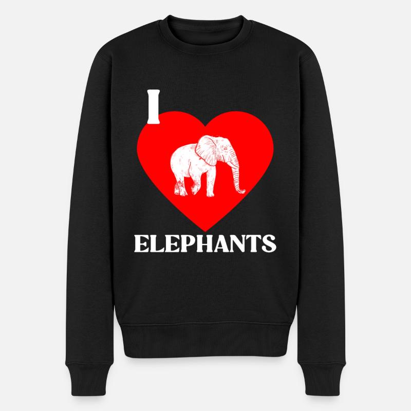 Elefant - Männer Premium Bio Pullover - Schwarz