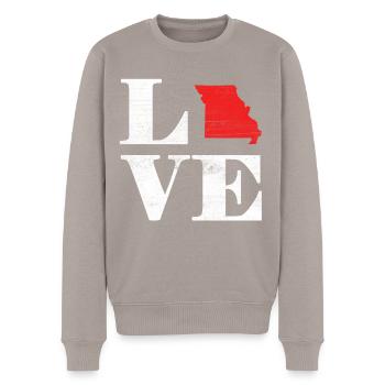 Fière Amérique Carte terrestre de l’État Amour Missouri - Pull Premium bio Homme - taupe - Devant - Nico (187cm)