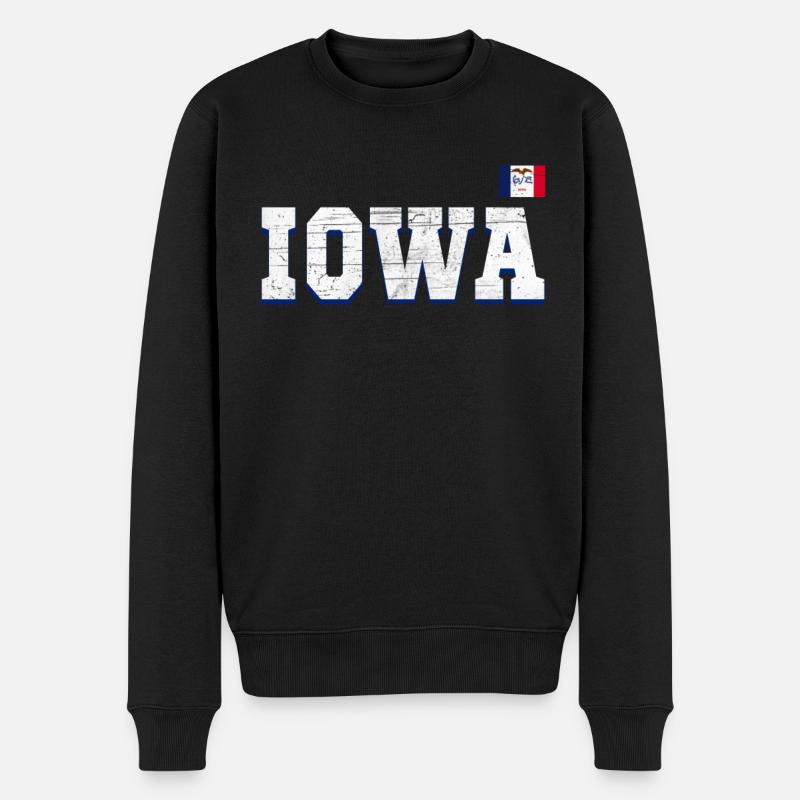 State Name America State Flag Iowa - Männer Premium Bio Pullover - Schwarz