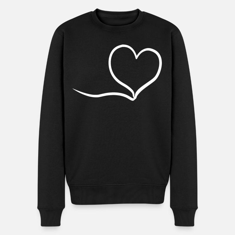 Edles Weisses Herz - Männer Premium Bio Pullover - Schwarz