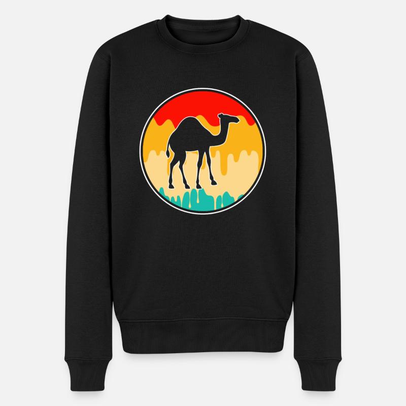 Dromedar Retro - Männer Premium Bio Pullover - Schwarz