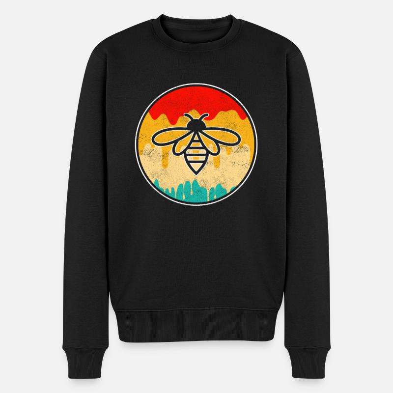 Biene Retro - Männer Premium Bio Pullover - Schwarz