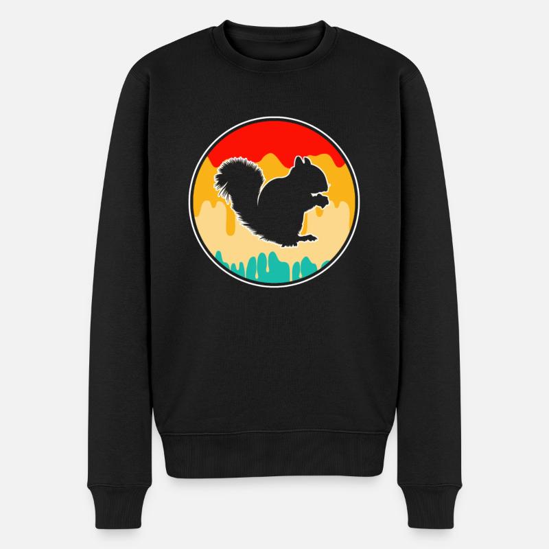 Eichhörnchen Retro - Männer Premium Bio Pullover - Schwarz
