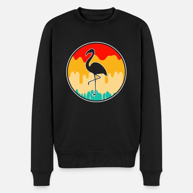Flamingo Retro - Männer Premium Bio Pullover - Schwarz