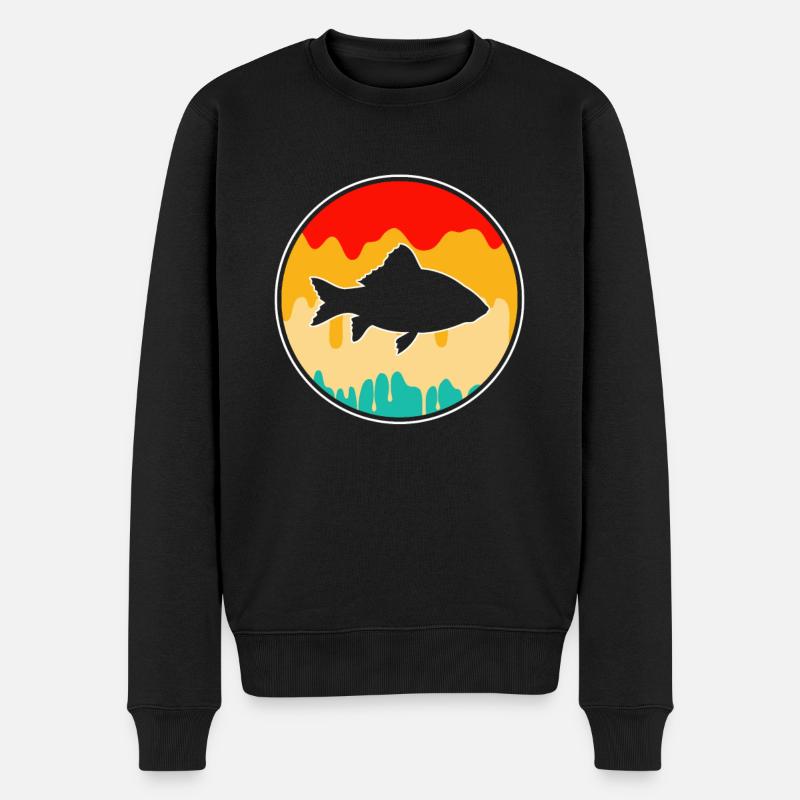 Fisch Retro - Männer Premium Bio Pullover - Schwarz