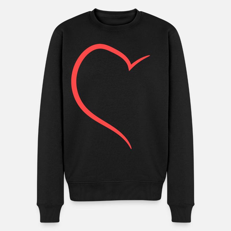 Demi-cœur en rouge design - Pull Premium bio Homme - noir