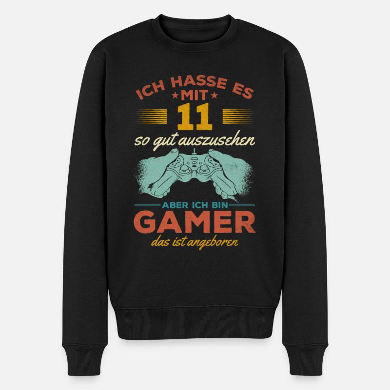 Gamer 11 Jahre Geburtstag Zocken 11. Geburtstag - Männer Premium Bio Pullover - Schwarz