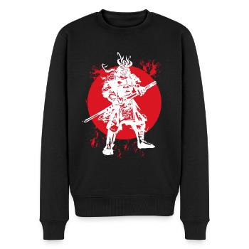 Samurai Japanischer Krieger Blutmond Design - Männer Premium Bio Pullover - Schwarz - Vorne - Nico (187cm)