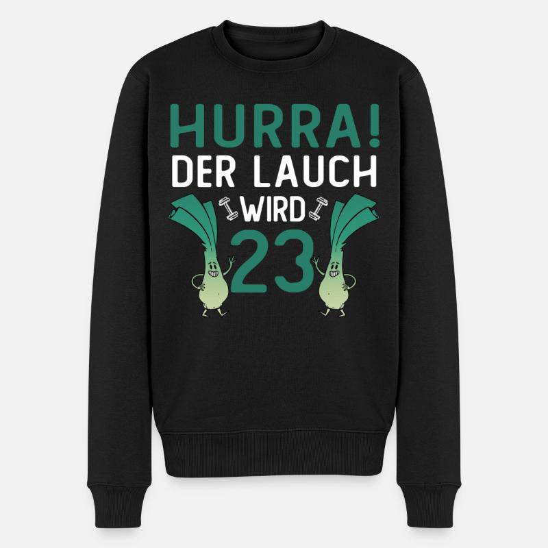 Hurra der Lauch wird 23 - Männer Premium Bio Pullover - Schwarz