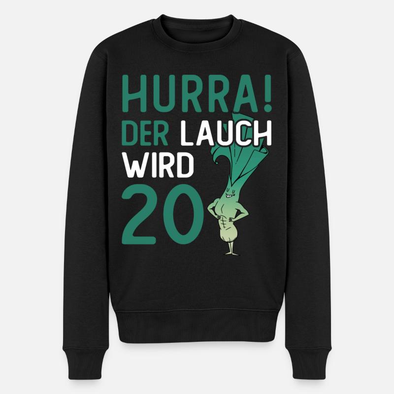 Hurra der Lauch wird 20 - Männer Premium Bio Pullover - Schwarz