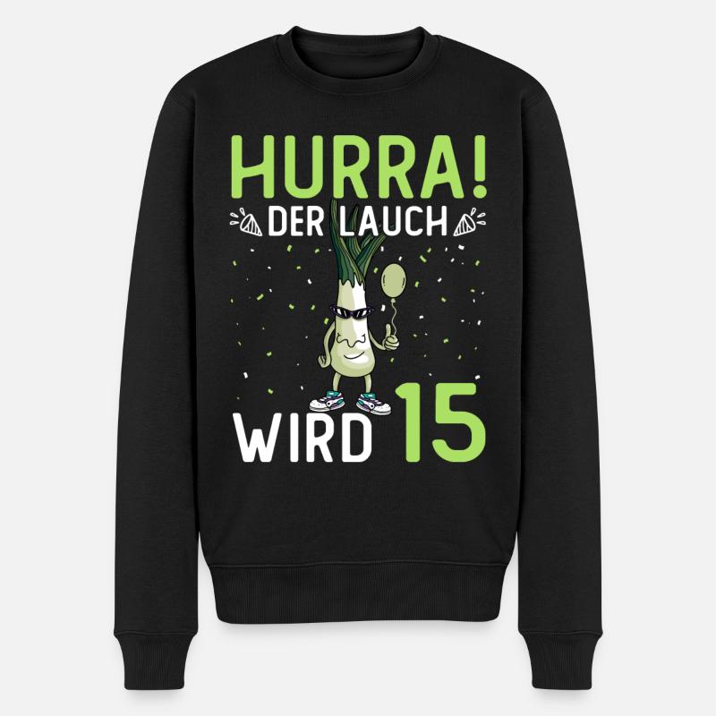 Hurra der Lauch wird 17 - Männer Premium Bio Pullover - Schwarz