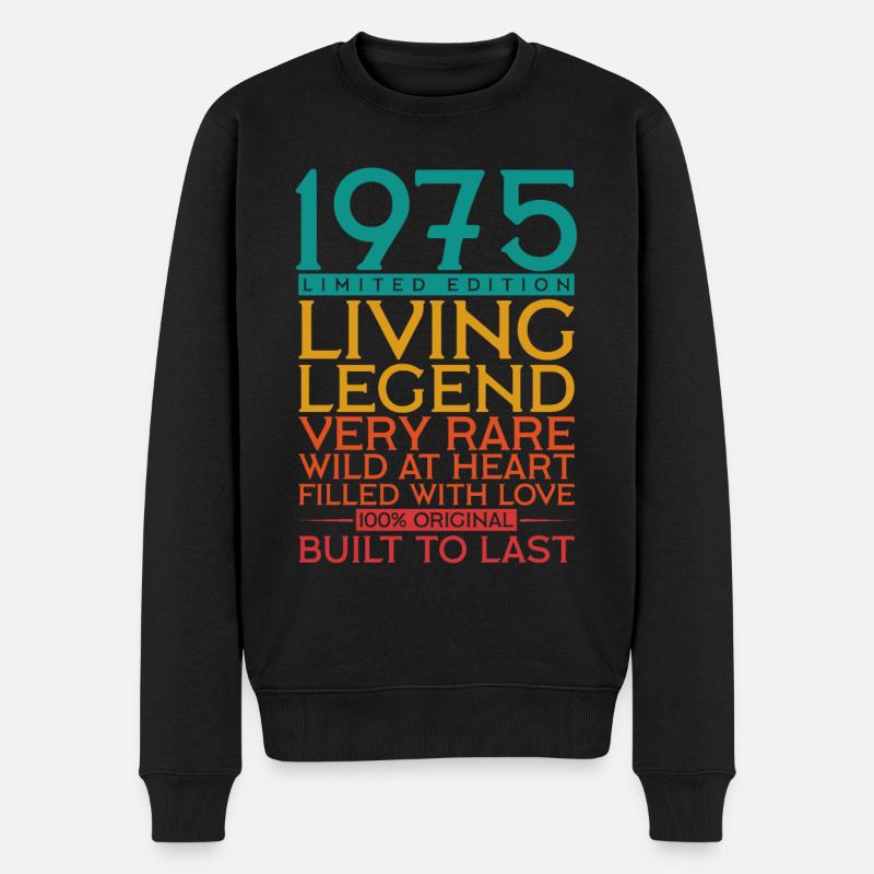 47. Geburtstag Geschenk Lebende Legende 1975 - Männer Premium Bio Pullover - Schwarz