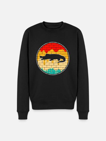 Krokodil Retro - Männer Premium Bio Pullover - Schwarz