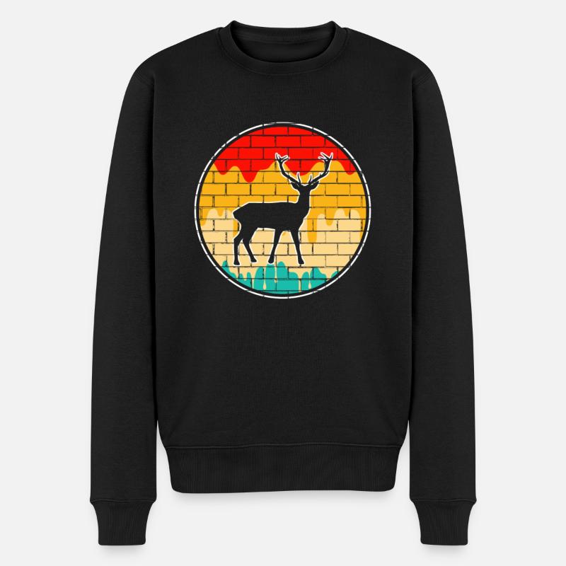 Cerf Rétro - Pull Premium bio Homme - noir