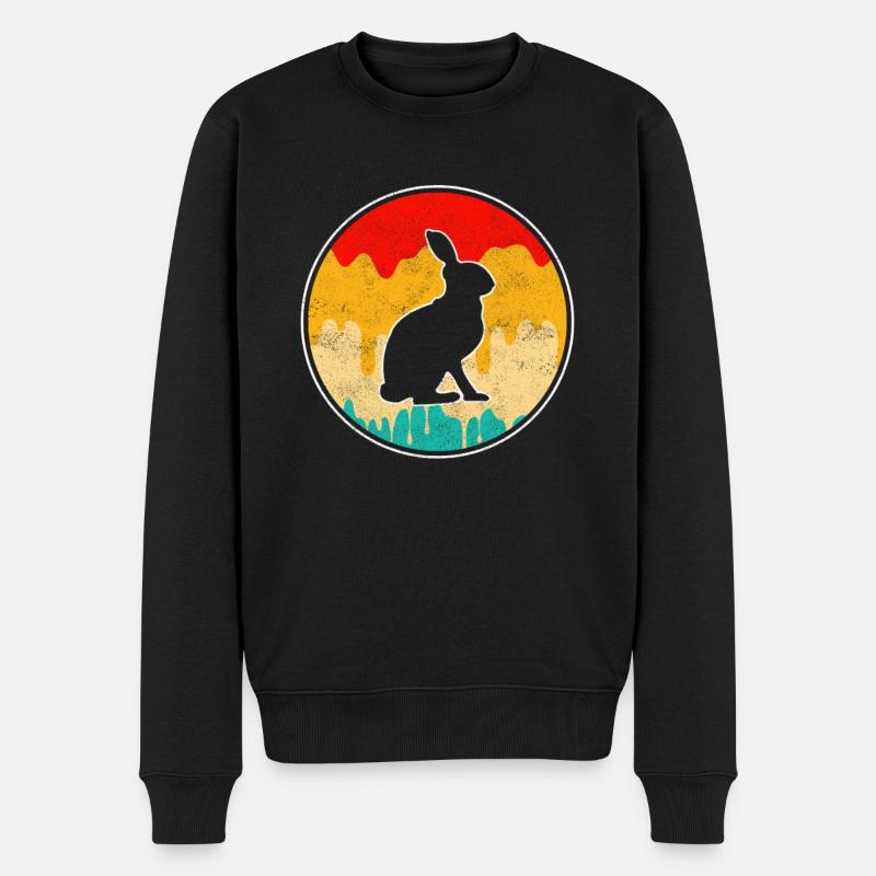 Hase Retro - Männer Premium Bio Pullover - Schwarz